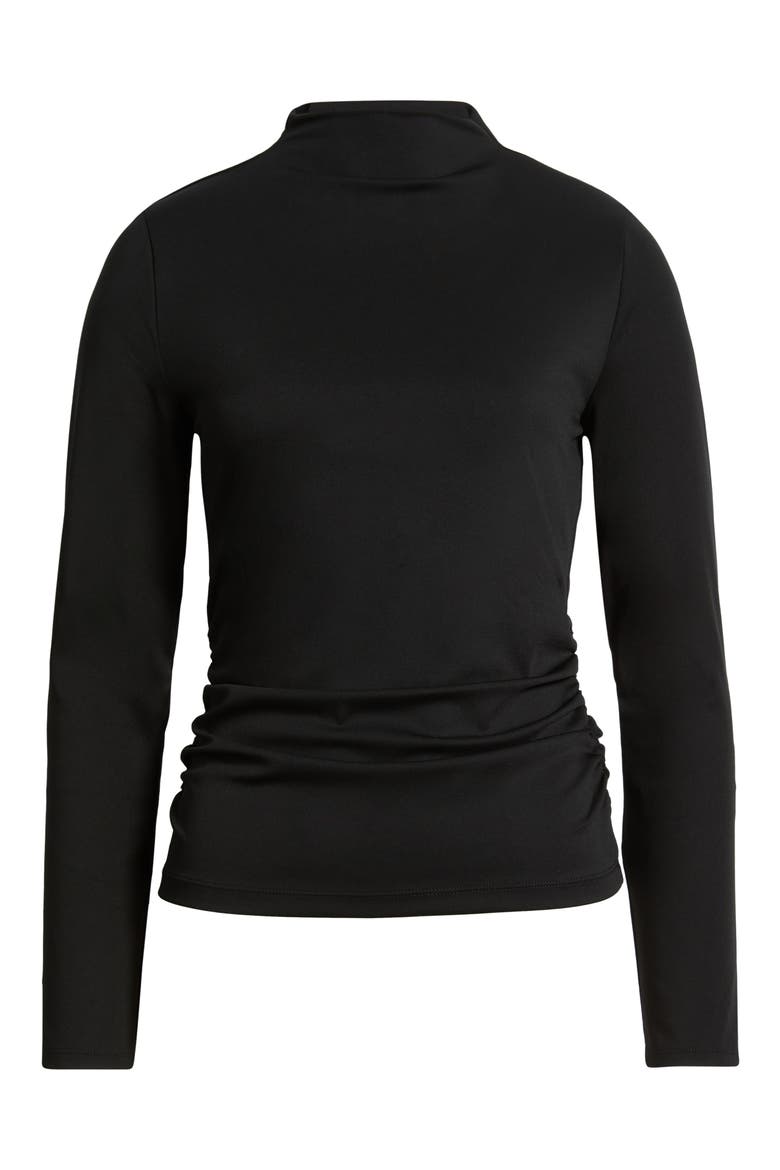 Mock Neck Shirred Top, Alternate, color, CLASSIC BLACK