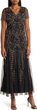 Pisarro Nights Beaded Mesh Gown