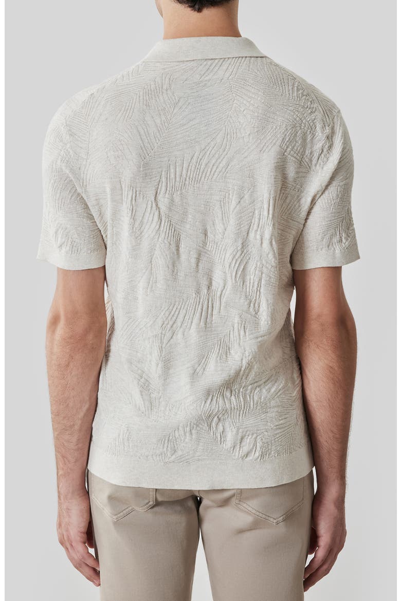 Jorik Leaf Jacquard Polo Sweater, Alternate, color, MOONSTONE