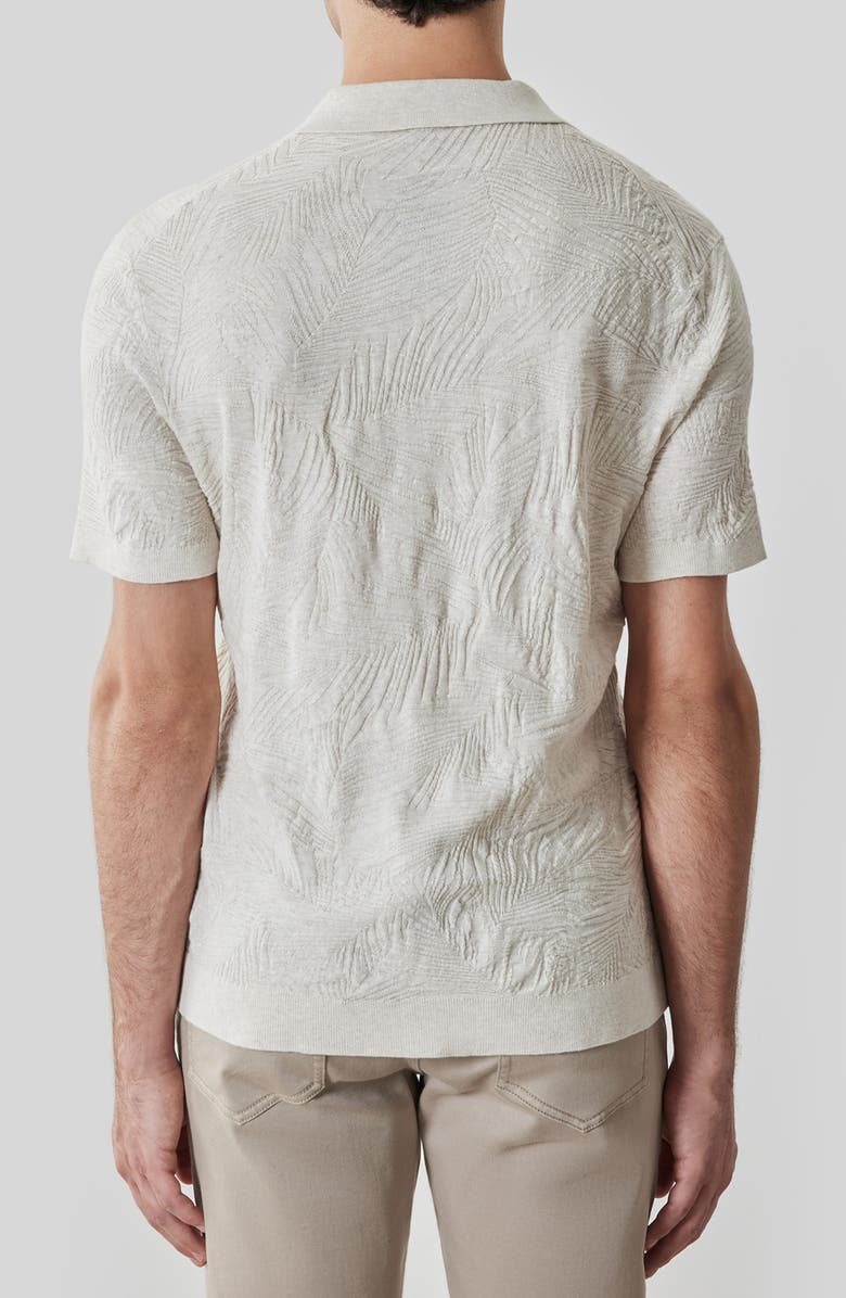 Robert Barakett Jorik Leaf Jacquard Polo Sweater, Alternate, color, Moonstone