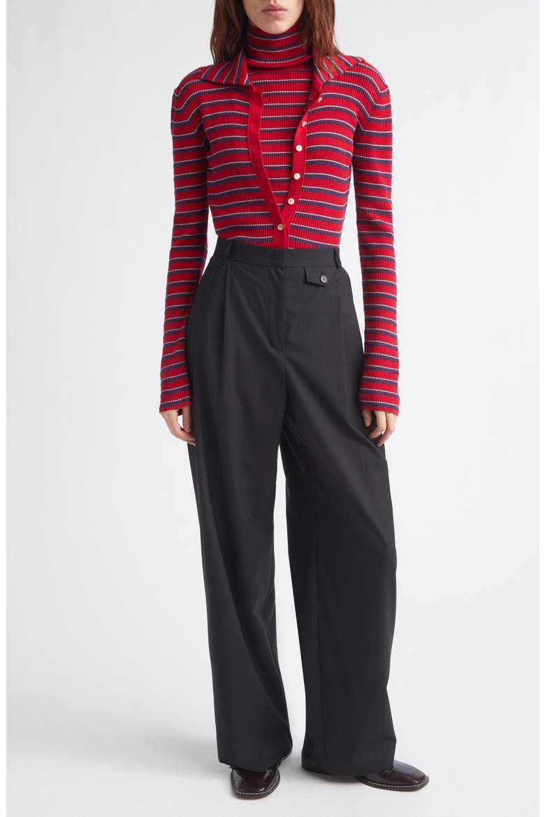 Front Tucked Detail Pants, Alternate, color, BLACK