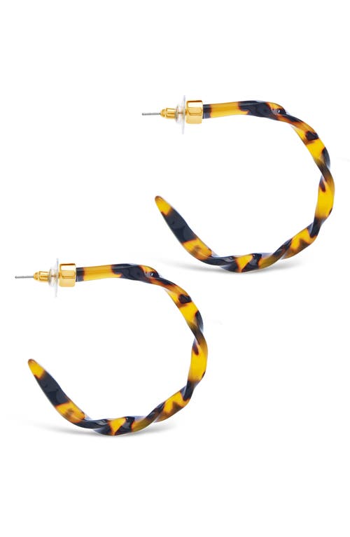 Sterling Forever Twist Resin Hoop Earrings In Gold
