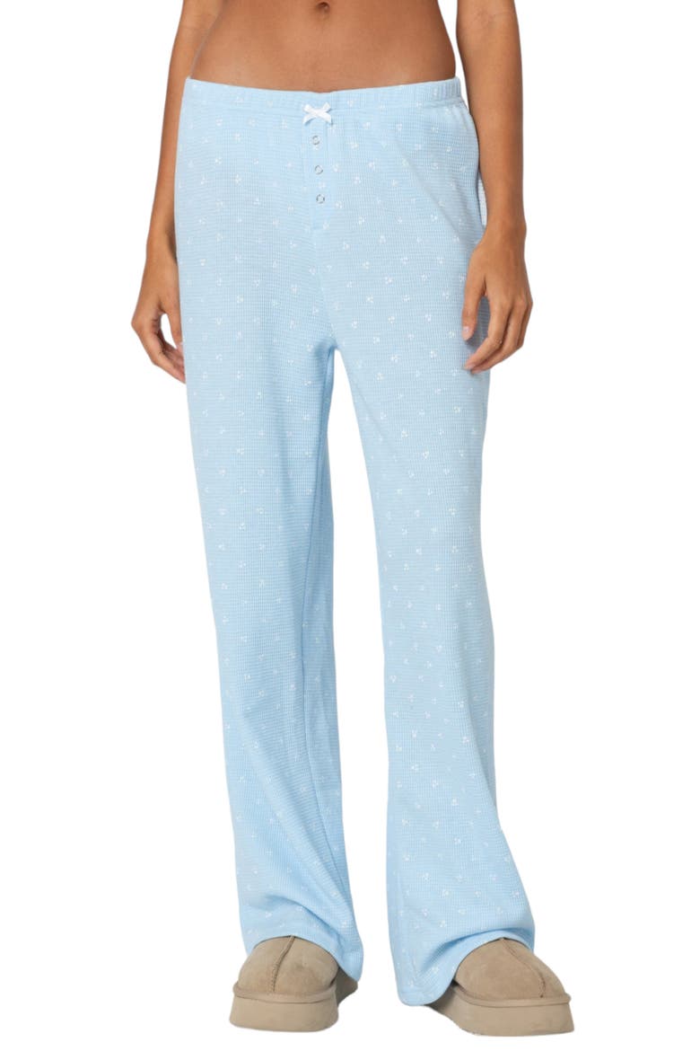 Floral Cotton Waffle Knit Pants, Main, color, MIX/ BLUE