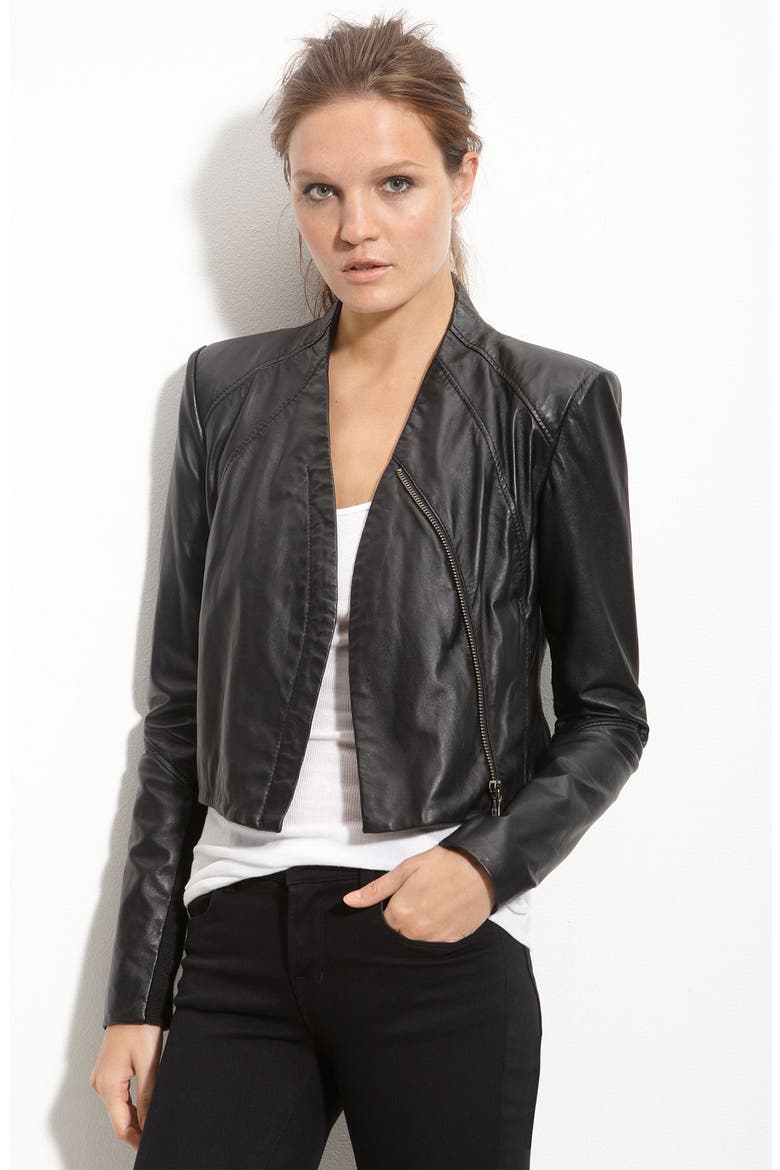 Cropped Modern Moto Jacket, Main, color, BLACK