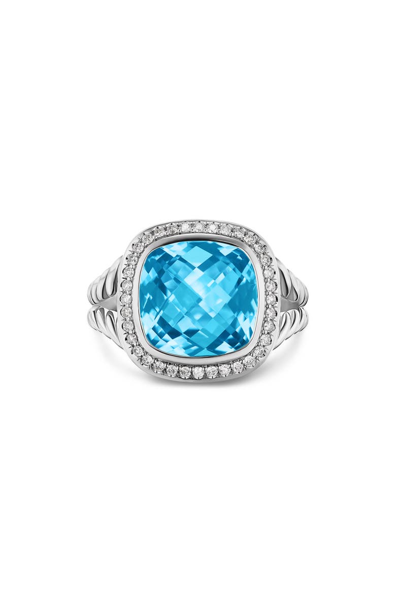 David Yurman Albion<sup>®</sup> Ring in Sterling Silver with Blue Topaz & Diamonds, 11mm, Alternate, color, Blue Topaz