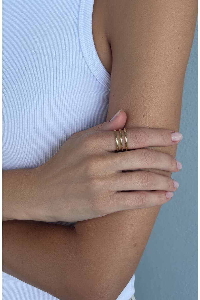 14k Gold Plated Adjustable Triple Band Ring, Alternate, color, GOLD