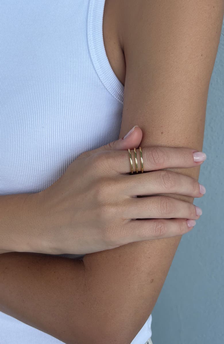 Adornia 14k Gold Plated Adjustable Triple Band Ring, Alternate, color, Gold