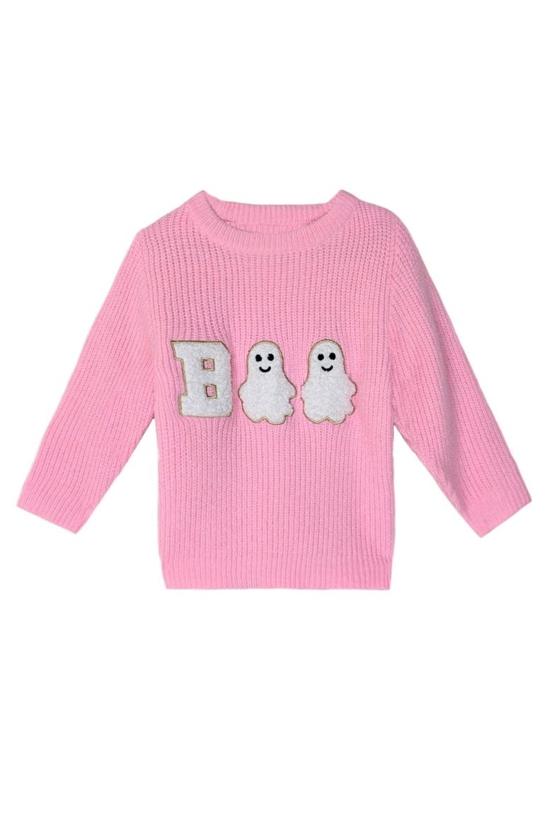 Boo Ghost Halloween Sweater, Main, color, Pink