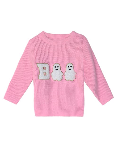 Mia Belle Girls Kids' Boo Ghost Halloween Sweater In Pink
