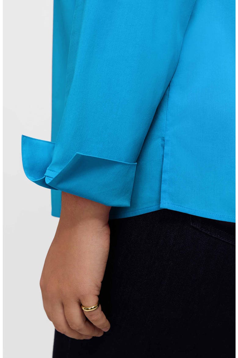 Tammy Ruffle Collar Cotton Blend Top, Alternate, color, MALIBU