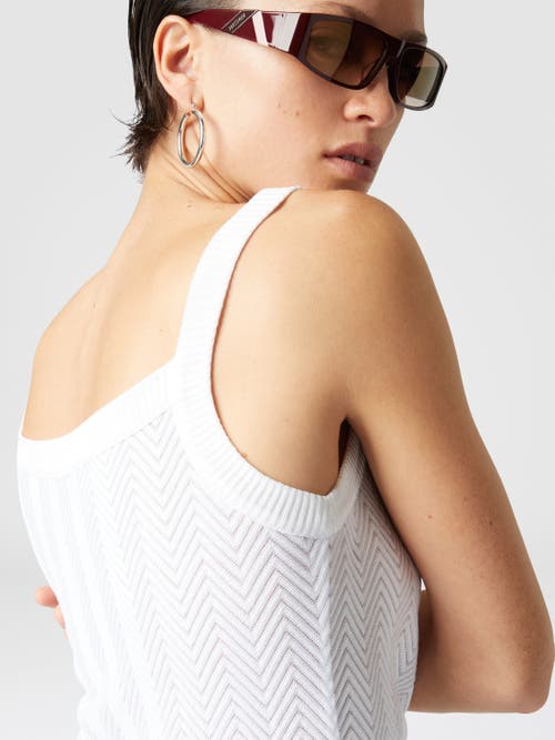 Shop Missoni Tone-on-tone Zigzag Cotton And Viscose Tank Tops In White