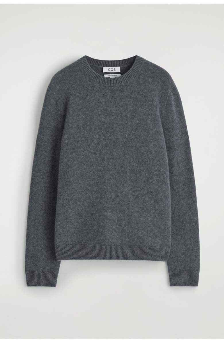COS Cashmere Crew-Neck Sweater, Alternate, color, Dark-Gray Mélange