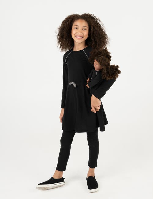 Leveret Girls Bow Tie Dress With Matching Doll Dress In Black
