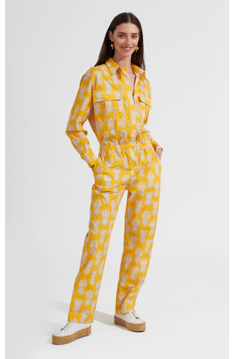 La DoubleJ Aviator Jumpsuit Pineapple Sunflower Yellow, Main, color,