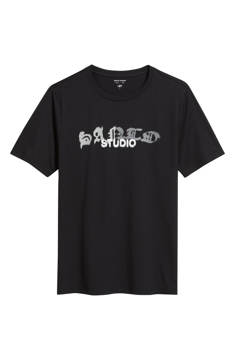 SANTO STUDIO Tempo Tonal Ultra Cotton Blend T-Shirt, Alternate, color, Black