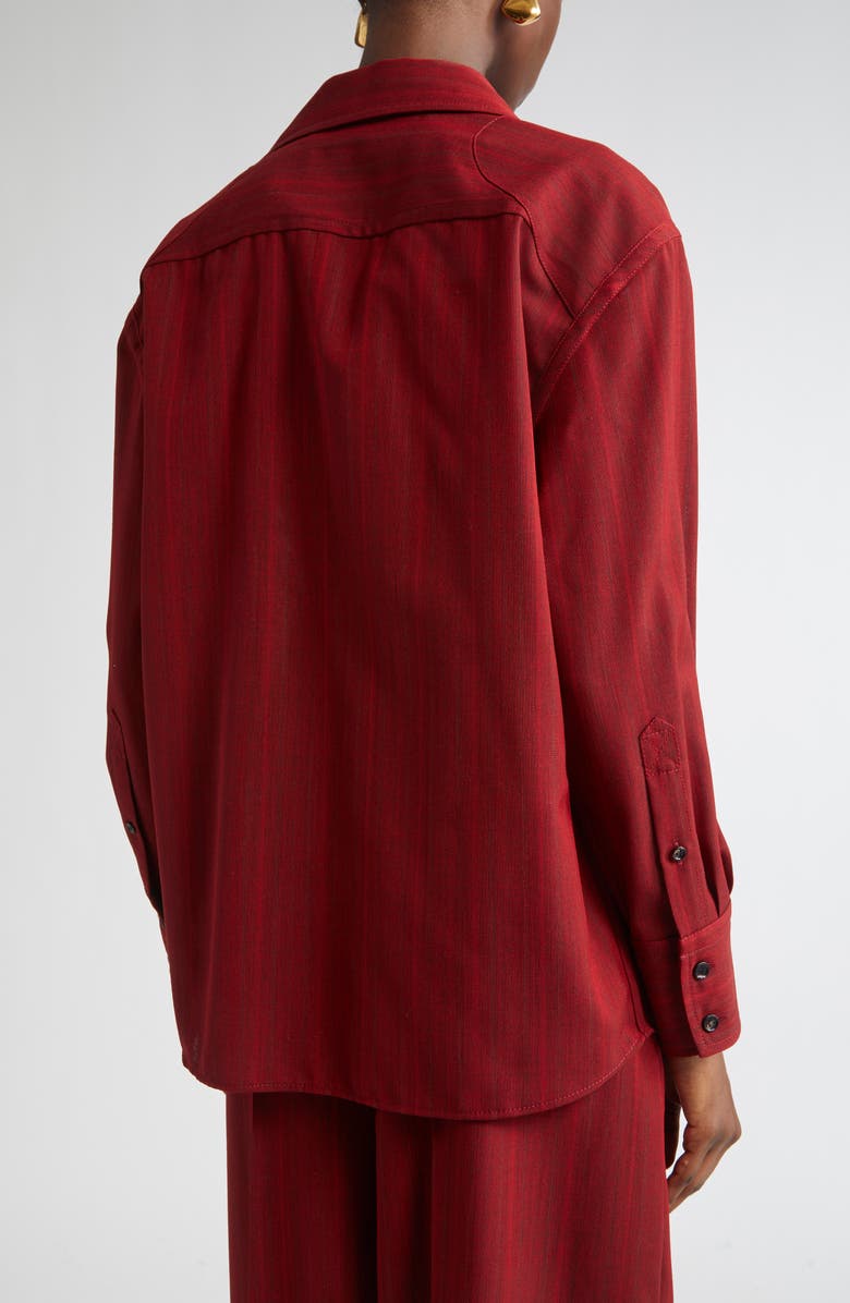 Bottega Veneta Subtle Stripe Wool Blend Button-Up Shirt, Alternate, color, 6516 Red/ Grey Melange