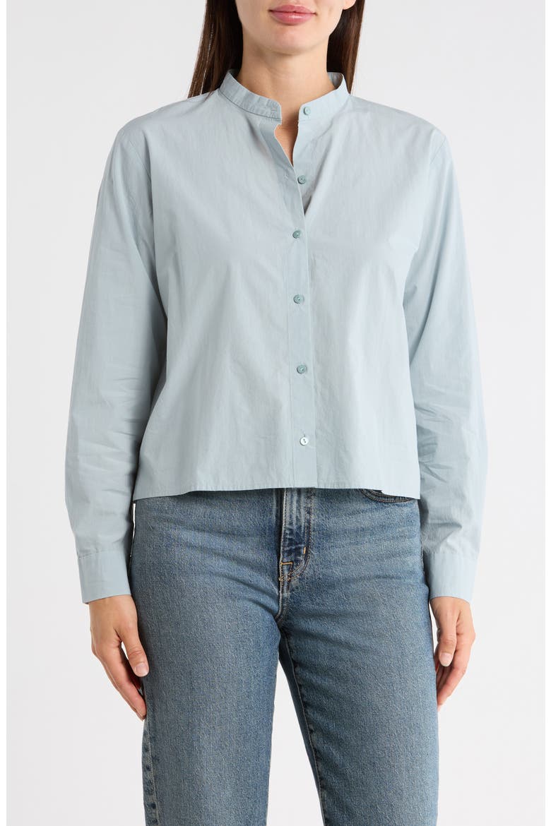 Mandarin Collar Button Up Shirt, Main, color, FROST