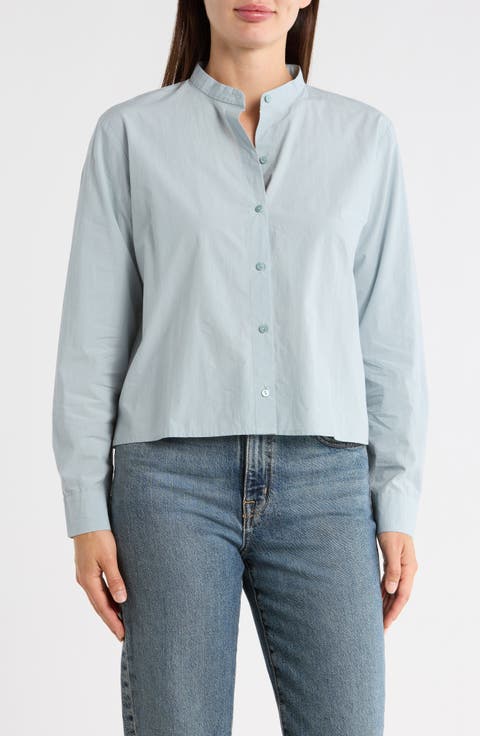 Mandarin Collar Button Up Shirt