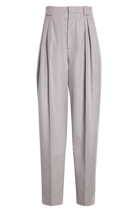 Wool Flannel Tapered Trousers