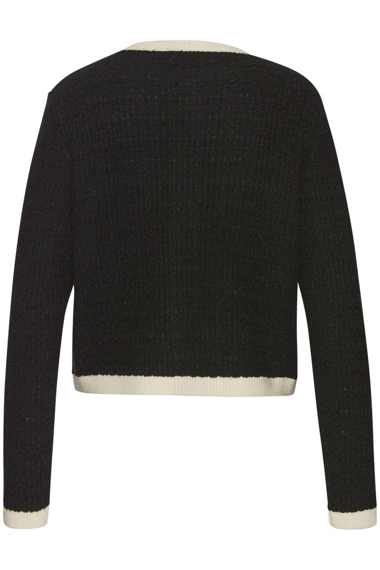 Tweed Look Cardigan, Alternate, color, Black & Ivory