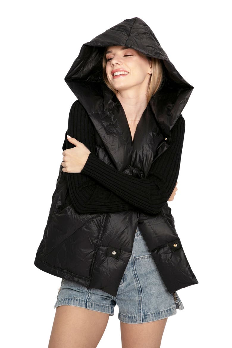 Over My Head Hooded Puffer Vest, Alternate, color, Black