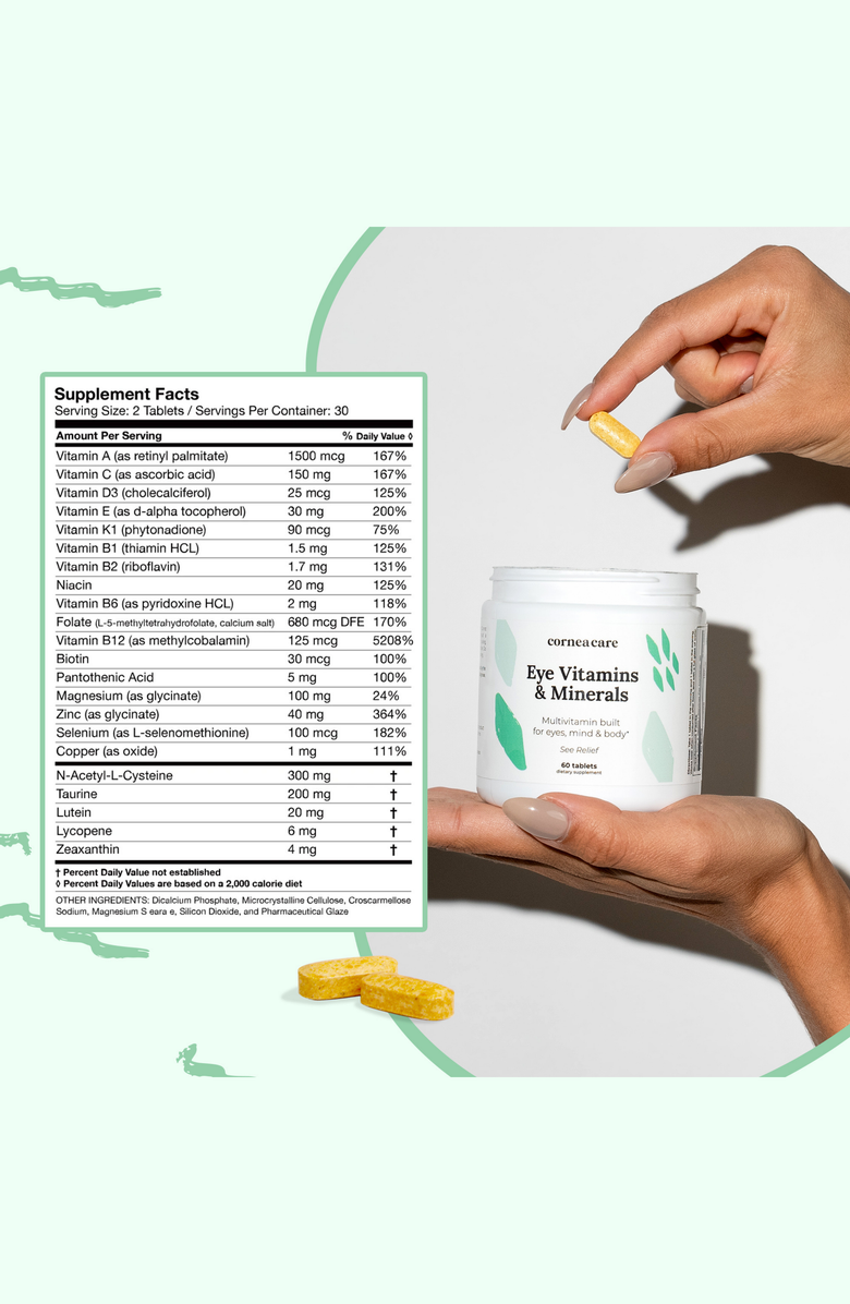 Cornea Care Eye Vitamins and Minerals for Eyes ,Mind & Body, Alternate, color, 