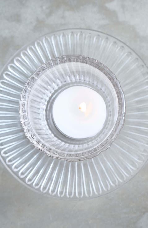 Pressed Clear Glass Tealight / Votive Holders - Set of 4