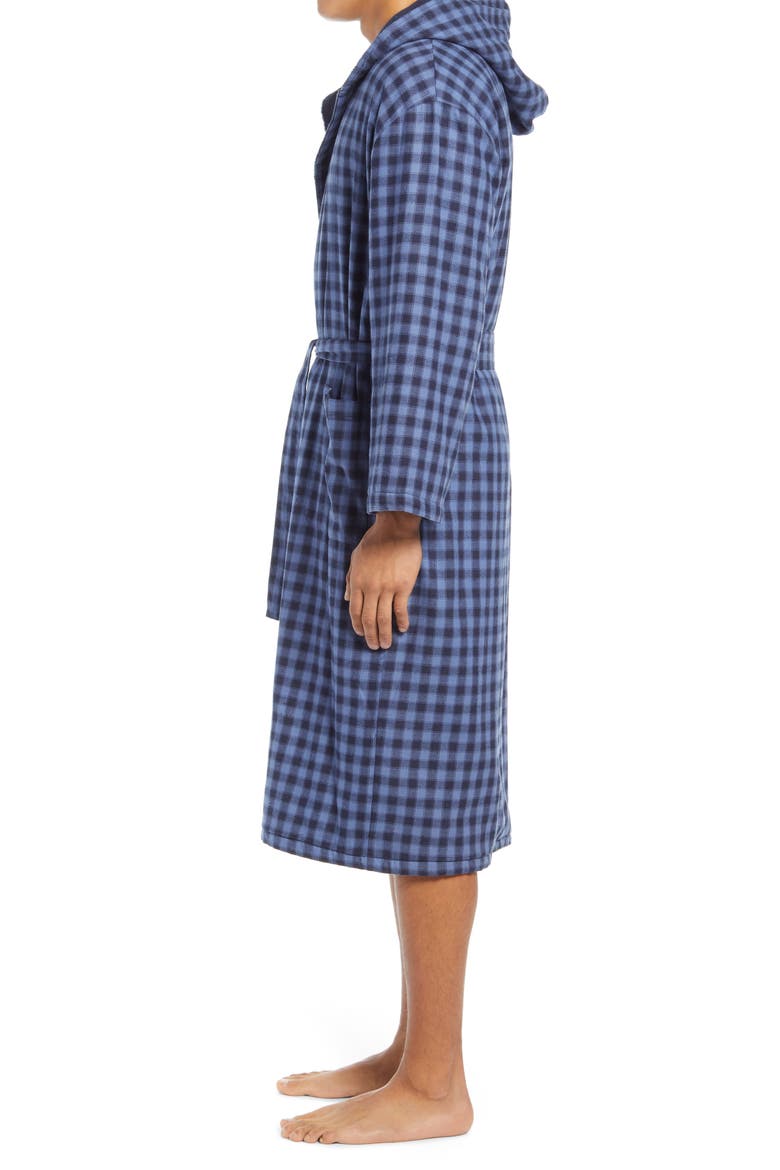 Plush Flannel Hooded Robe, Alternate, color, CHAMBRAY PLAID