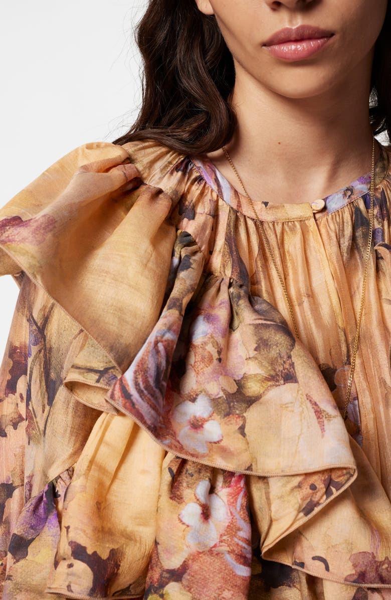 & Other Stories Floral Asymmetric Ruffle Top, Alternate, color, 