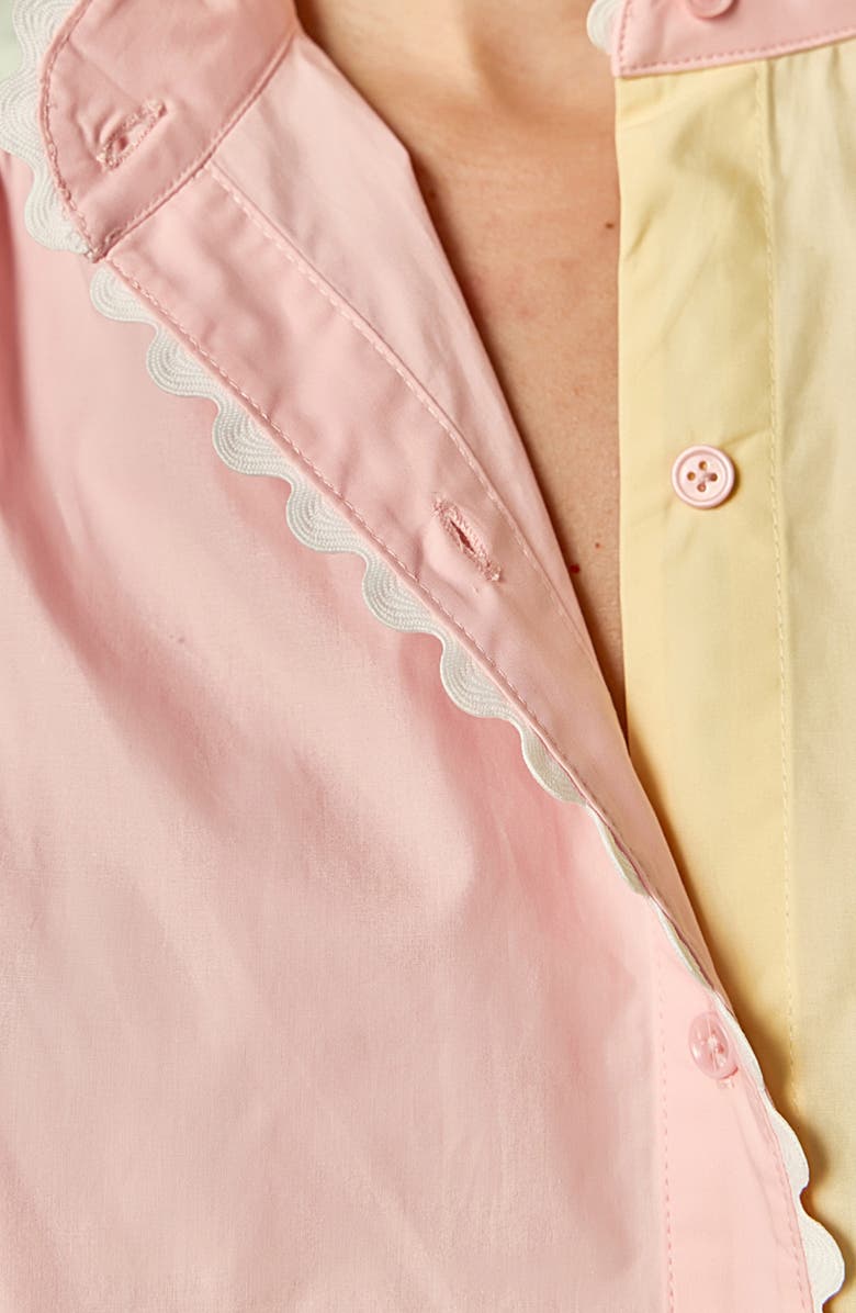 English Factory Colorblock Short Sleeve Button-Up Shirt, Alternate, color, Pink Multi