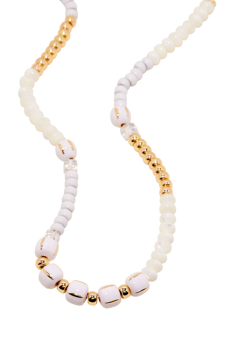 Paloma Beaded Necklace, Alternate, color, GOLD/ WHITE