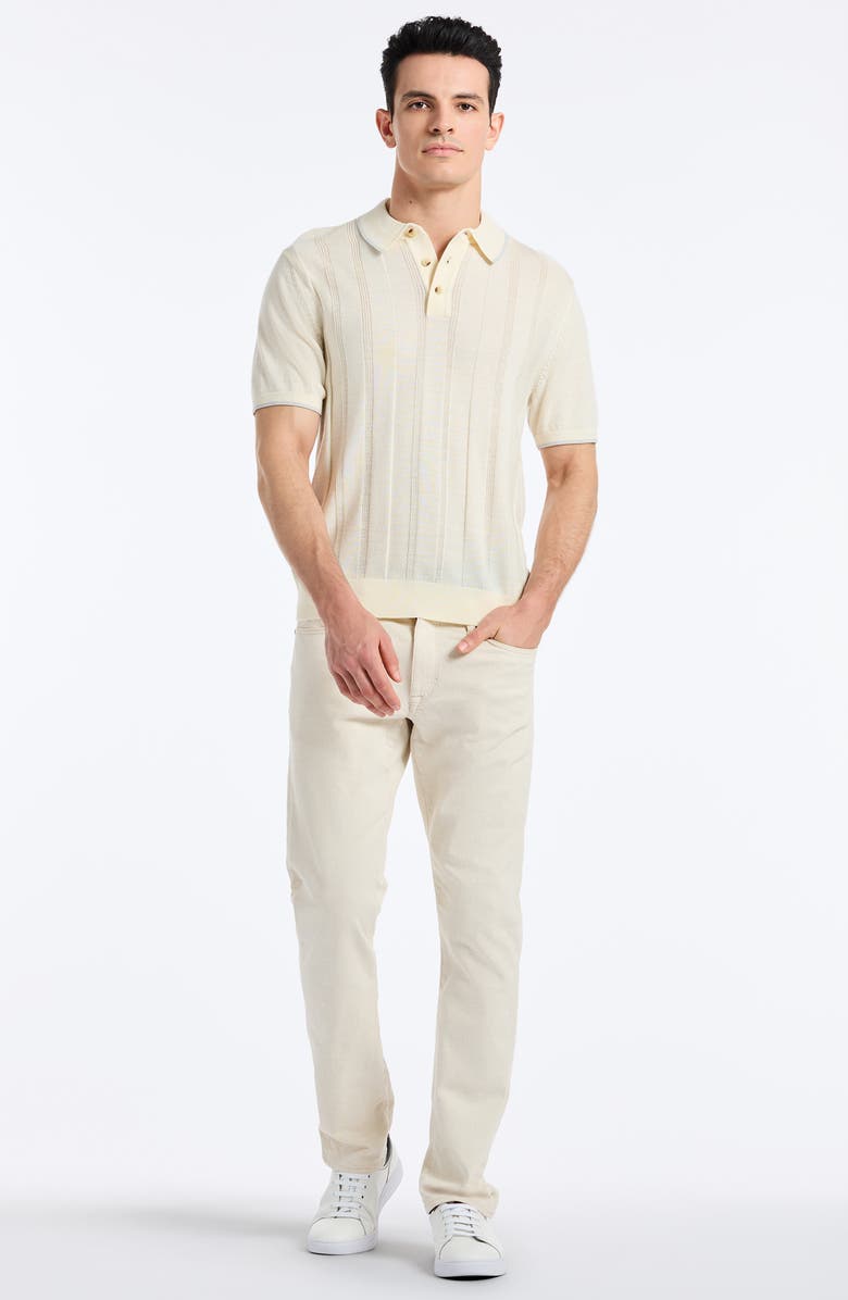 Robert Graham Edvan Short Sleeve Wool Blend Polo Sweater, Alternate, color, Off White