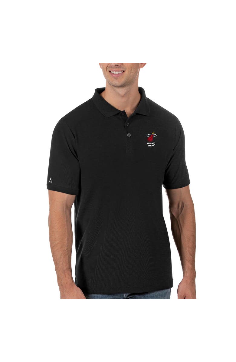 ANTIGUA Men's Antigua Black Miami Heat Legacy Pique Polo, Alternate, color, Black