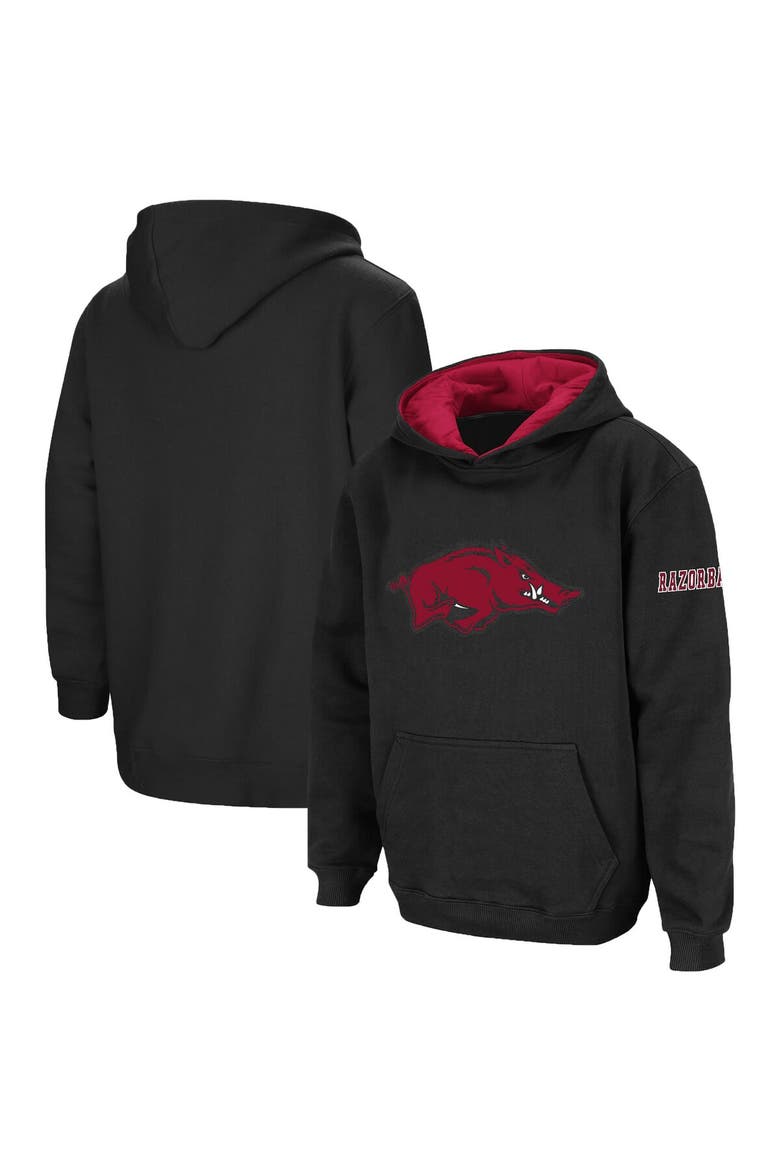 Youth Stadium Athletic Black Arkansas Razorbacks Big Logo Pullover Hoodie, Main, color, Black