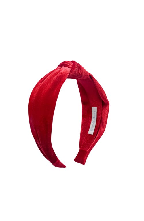 Bits & Bows Velvet Headband In Red