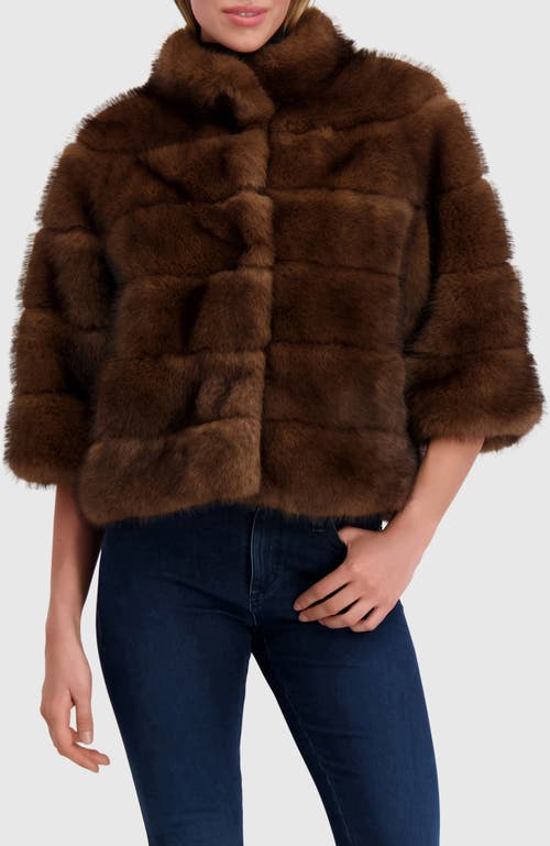 Lyla Grant Fur-free Sable (faux Fur) Jacket In Brown