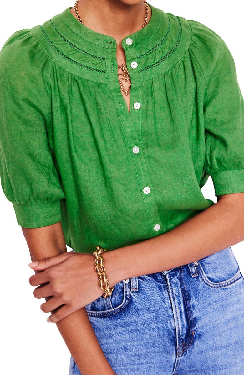 Boden Stitched Yoke Linen Top, Alternate, color, 