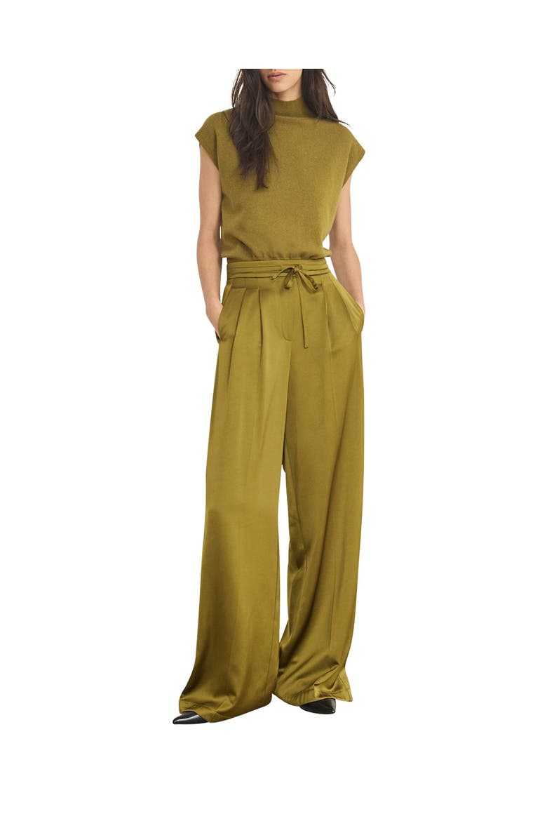Satin Wide Leg Trousers, Main, color, Green