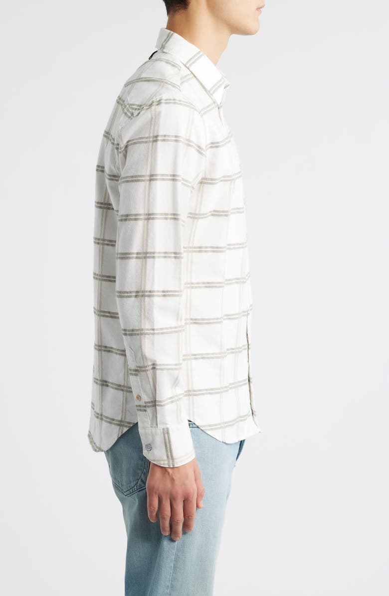 rag & bone Tomlin Plaid Brushed Oxford Button-Up Shirt, Alternate, color, Chalk