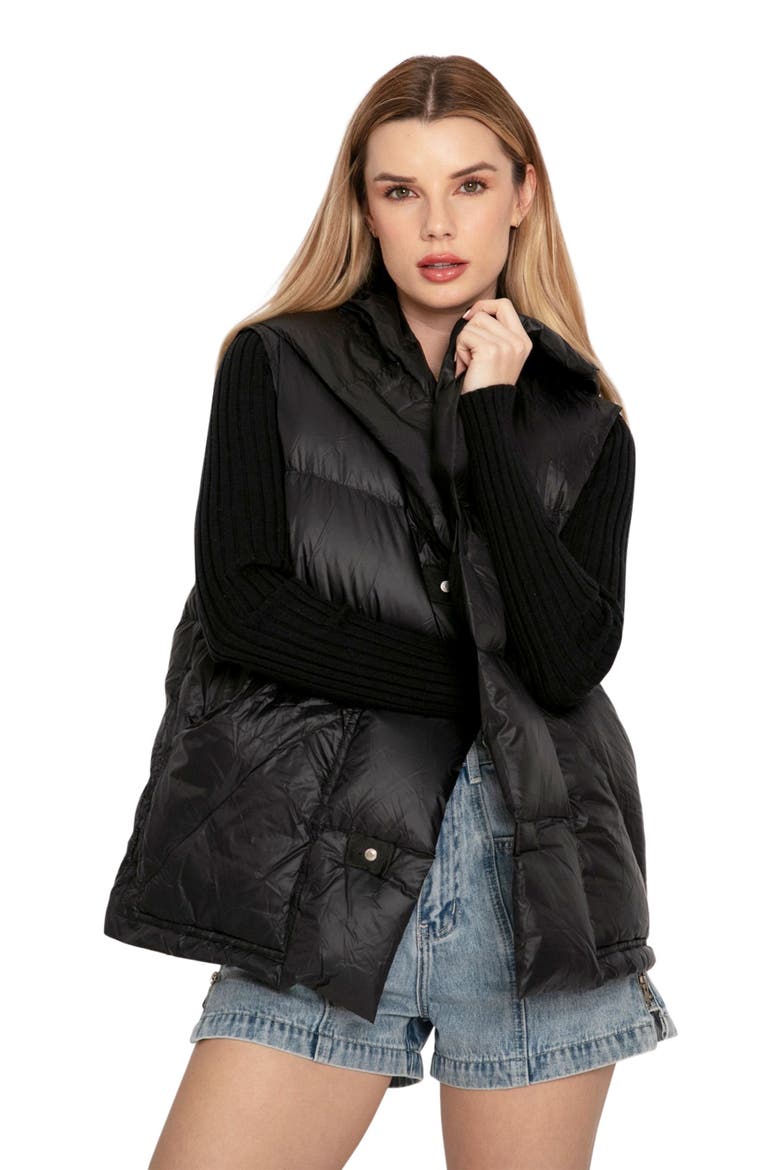 Over My Head Hooded Puffer Vest, Alternate, color, Black