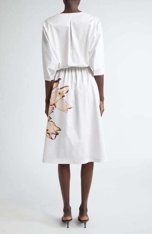 Jason Wu Collection Floral Print Dolman Sleeve Dress In White