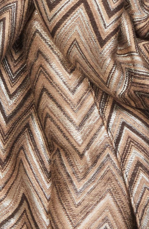 Missoni Zigzag Fringe Scarf In Brown
