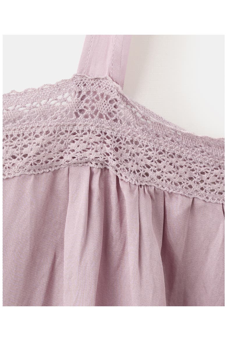 Embroidered Lace Trim Nightgown, Alternate, color, PURPLE
