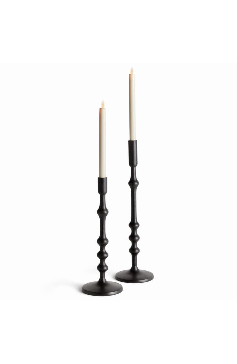 Napa Home & Garden Nicholas Taper Holders, Set of 2 - Black Cast Aluminum, Main, color, Black