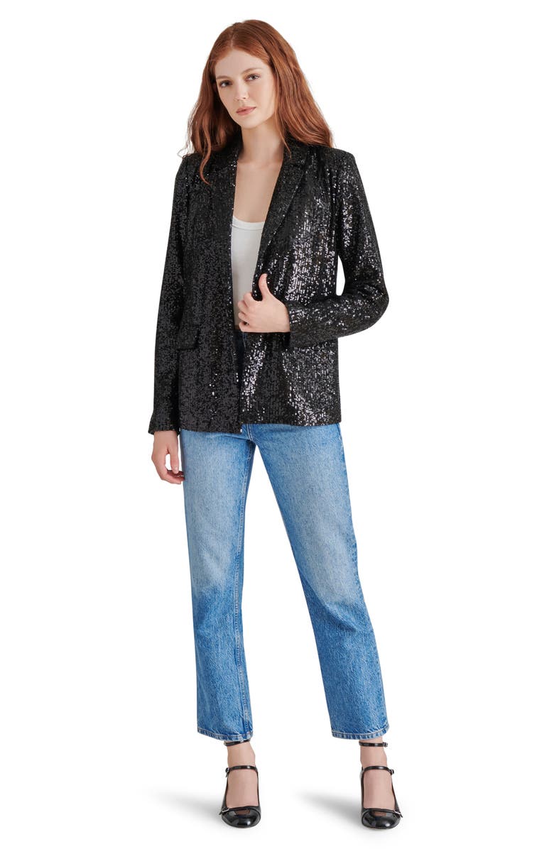 Steve Madden Payton Sequin Open Front Blazer, Alternate, color,