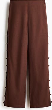 H&M Bead-detail Linen-blend Trousers