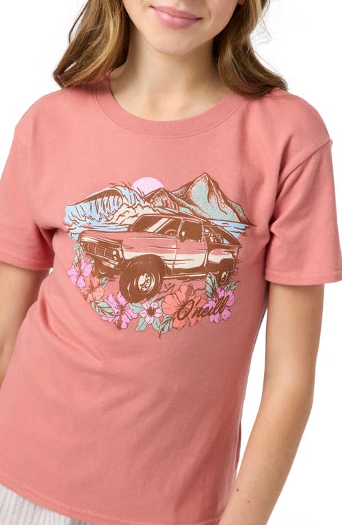 O'neill Kids' Sunset Crossing Cotton Graphic T-shirt In Pink
