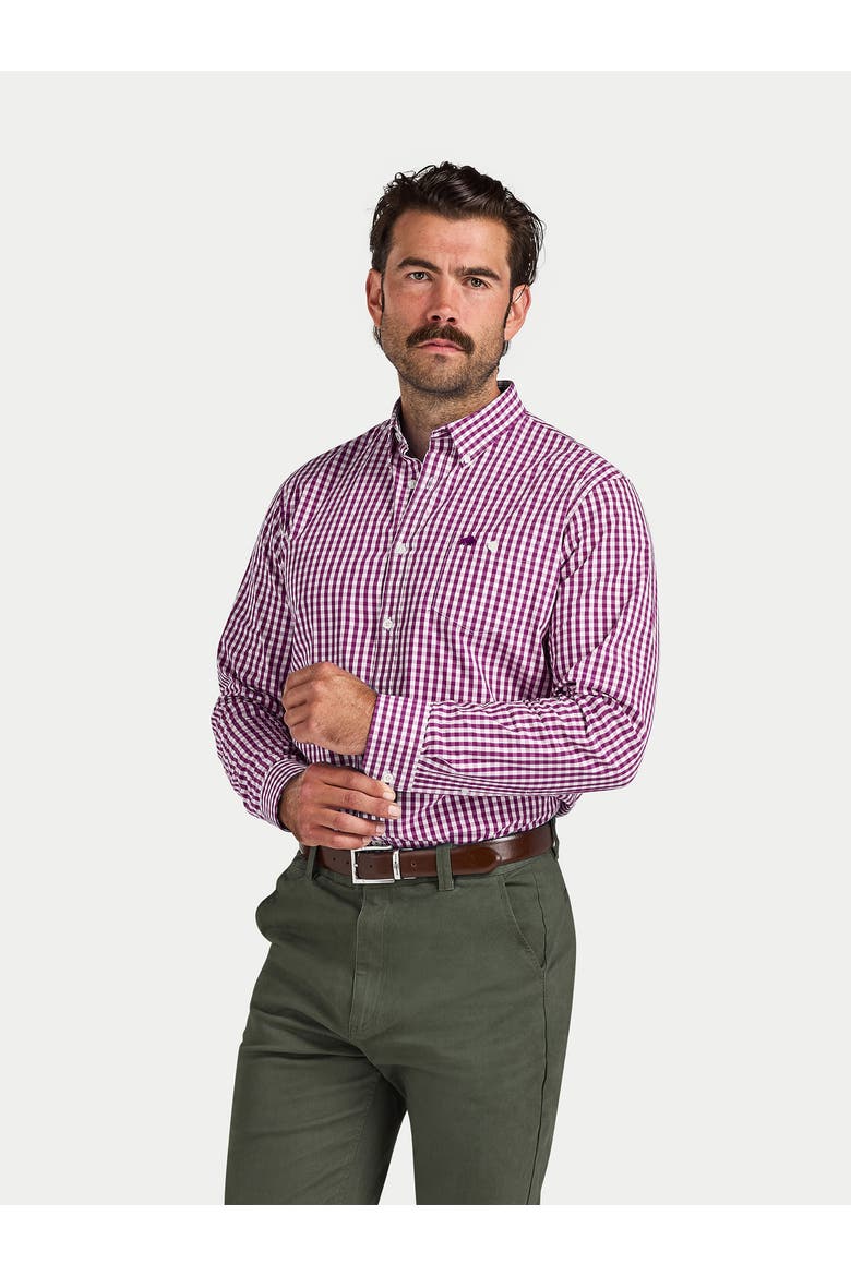 Classic Long Sleeve Gingham Shirt, Alternate, color, Purple