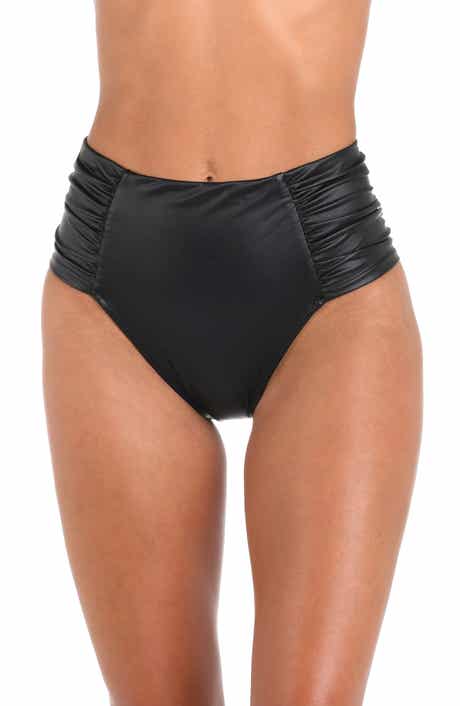 L'AGENCE Vanessa Luxe Faux Leather High Waist Bikini Bottoms