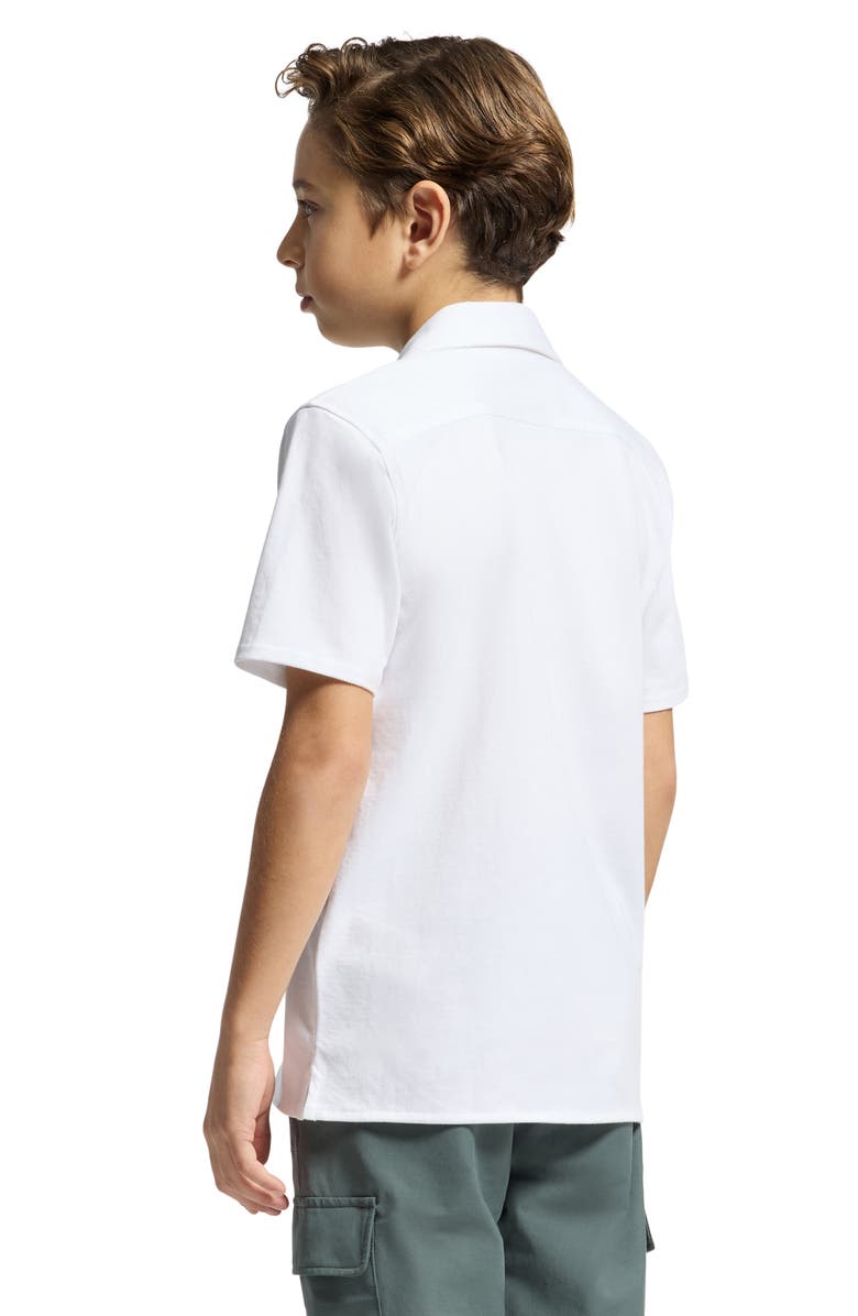 Psycho Bunny Kids' Bryan Pima Cotton Blend Camp Shirt, Alternate, color, White